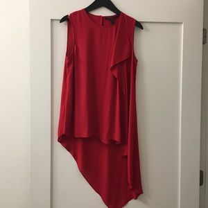 BCBGMaxAzria red asymmetrical top